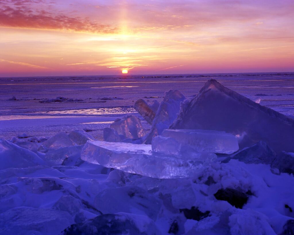 Cold Sunrise Over Lake Winnebago Ice Shove